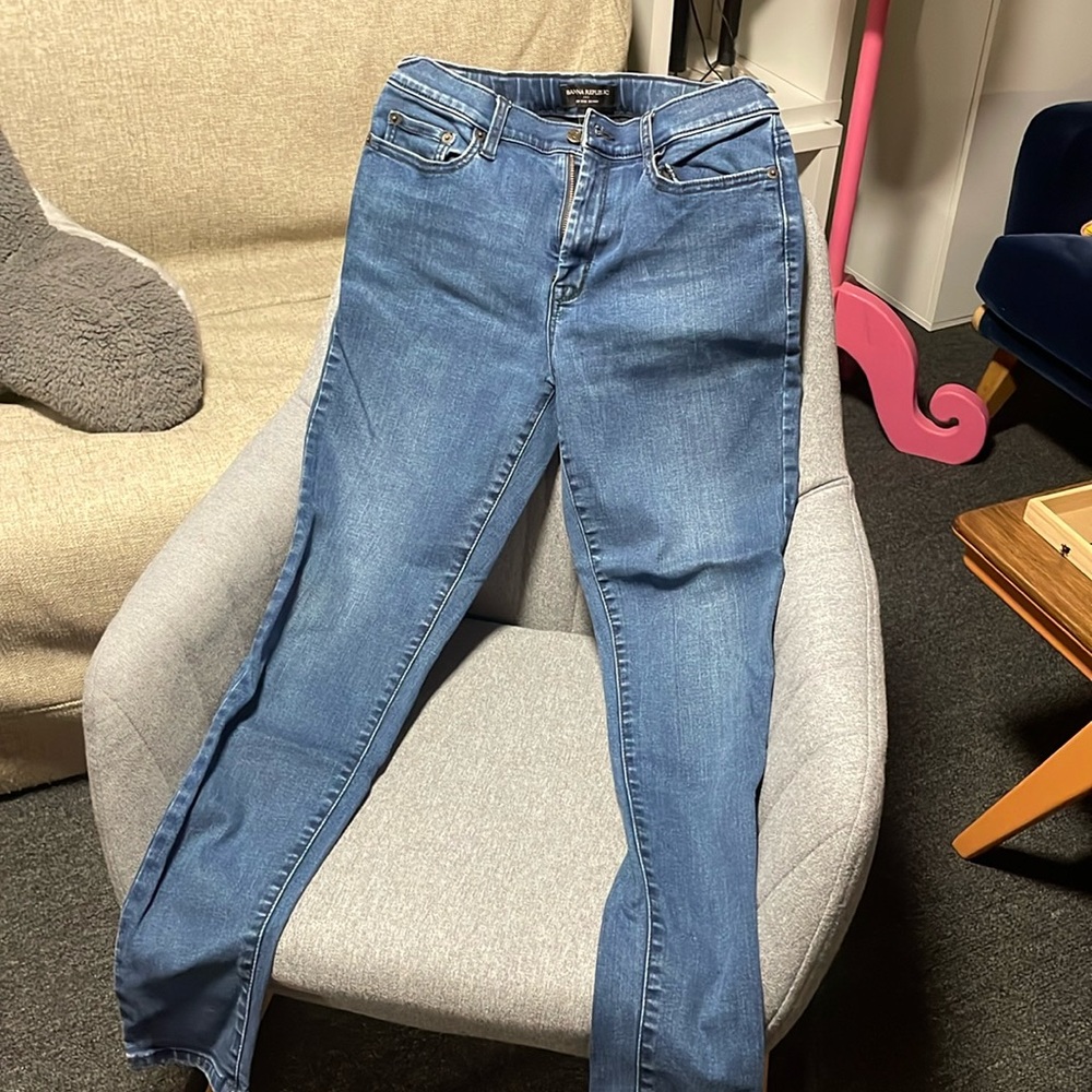Banana Republic High Rise Skinny dark wash jeans